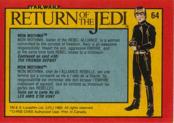 1983 O-Pee-Chee Star Wars: Return of the Jedi #64 Mon Mothma Back