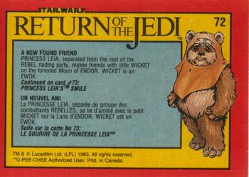 1983 O-Pee-Chee Star Wars: Return of the Jedi #72 A New Found Friend Back