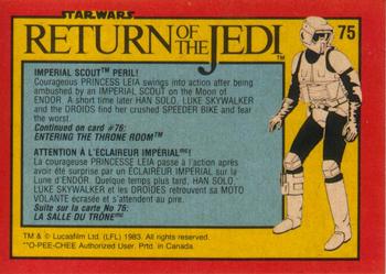 1983 O-Pee-Chee Star Wars: Return of the Jedi #75 Imperial Scout Peril! Back