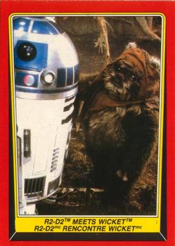 1983 O-Pee-Chee Star Wars: Return of the Jedi #91 R2-D2 Meets Wicket Front