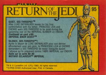 1983 O-Pee-Chee Star Wars: Return of the Jedi #95 Quiet, See-Threepio! Back
