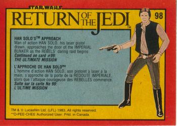 1983 O-Pee-Chee Star Wars: Return of the Jedi #98 Han Solo's Approach Back