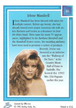 1992 Sterling Country Gold #16 Irlene Mandrell Back