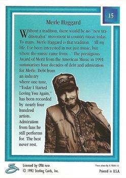 1992 Sterling Country Gold #15 Merle Haggard Back