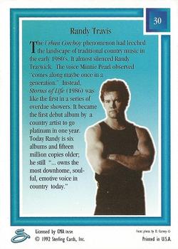 1992 Sterling Country Gold #30 Randy Travis Back