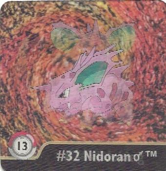 1999 ArtBox Pokemon Action Flipz Series One #13 #32 Nidoran (male)    #33 Nidorino          #34 Nidoking Front