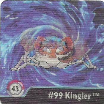 1999 ArtBox Pokemon Action Flipz Series One #43 #98 Krabby            #99 Kingler Front