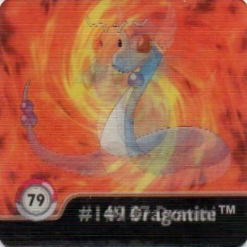 1999 ArtBox Pokemon Action Flipz Series One #79 #147 Dratini          #148 Dragonair        #149 Dragonite Front