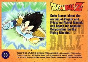 2000 ArtBox Dragon Ball Z Chromium #33 Goku learns about the arrival of Vegeta and Back