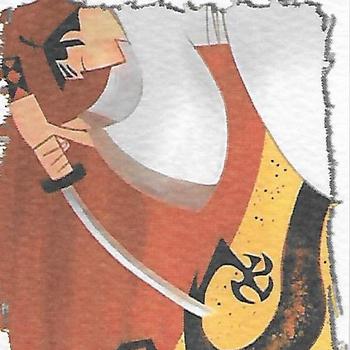 2002 ArtBox Samurai Jack #8 Jack stabs at Aku Front