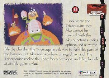 2002 ArtBox Samurai Jack #66 Jack warns the Triceraquins that Aku cannot b Back