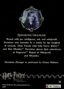 2004 ArtBox Harry Potter and the Prisoner of Azkaban #4 Hermione Granger Back