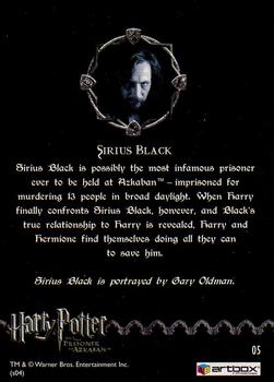 2004 ArtBox Harry Potter and the Prisoner of Azkaban #5 Sirius Black Back