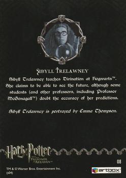 2004 ArtBox Harry Potter and the Prisoner of Azkaban #8 Sibyll Trelawney Back