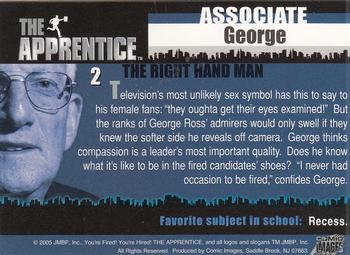 2005 Comic Images The Apprentice #2 George Back