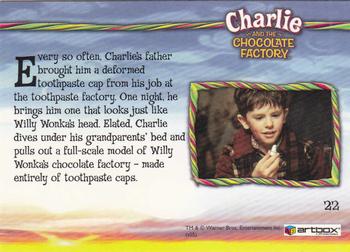 2005 ArtBox Charlie and the Chocolate Factory #22 A Head For Willy Wonka! Back