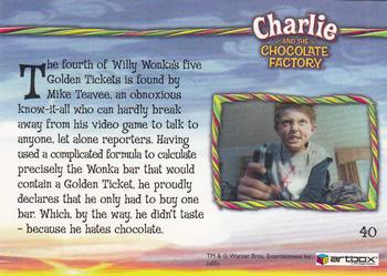 2005 ArtBox Charlie and the Chocolate Factory #40 I Hate Chocolate Back