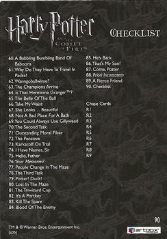 2005 ArtBox Harry Potter and the Goblet of Fire #90 Checklist Back