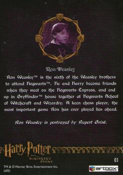 2005 ArtBox Harry Potter & the Sorcerer's Stone #3 Ron Weasley Back