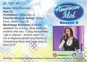 2007 Comic Images American Idol Season 6 #28 Gina Glocksen Back