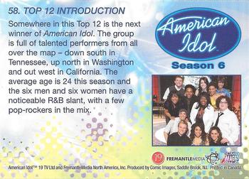 2007 Comic Images American Idol Season 6 #58 Top 12 Introduction - Somewhere in this Top 12... Back