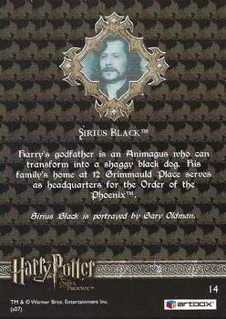 2007 ArtBox Harry Potter & the Order of the Phoenix #14 Sirius Black Back