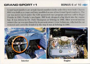 1991 Collect-A-Card Vette Set - Bonus #6 Grand Sport #1 Back