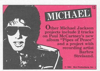 1984 Topps Michael Jackson #13 Other Michael Jackson projects include 2 tracks on… Back