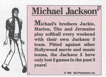1984 Topps Michael Jackson #27 Michael's brothers Jackie, Marlon, Tito and… Back