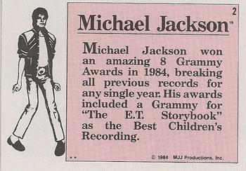1984 Topps Michael Jackson #2 Michael Jackson won an amazing 8 Grammy Awards in… Back