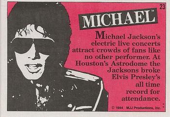 1984 Topps Michael Jackson #23 Michael Jackson's electric live concerts attract… Back