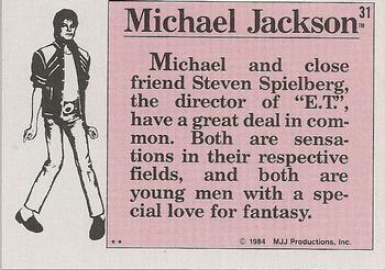 1984 Topps Michael Jackson #31 Michael and close friend Steven Spielberg, the… Back