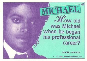1984 Topps Michael Jackson #44 How old was Michael when he began... Back