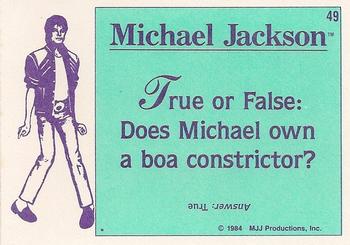 1984 Topps Michael Jackson #49 True or False: Does Michael own a boa... Back