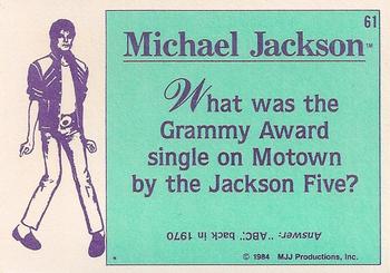 1984 Topps Michael Jackson #61 What was the Grammy award single... Back