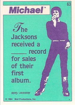 1984 Topps Michael Jackson #63 The Jacksons received a record... Back