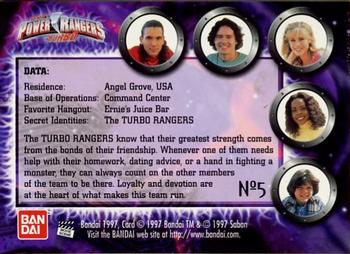 1997 Bandai Power Rangers Turbo #5 The Power of Friendship Back