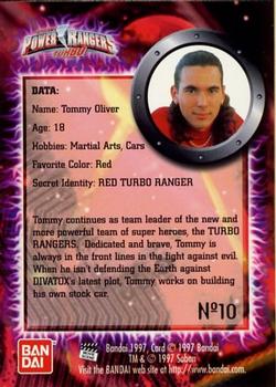 1997 Bandai Power Rangers Turbo #10 Tommy Oliver Back
