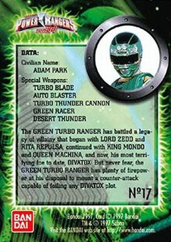 1997 Bandai Power Rangers Turbo #17 Green Turbo Ranger Back