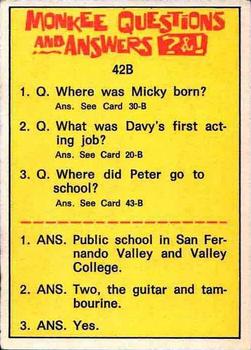 1967 Donruss The Monkees B #14B The Monkees Back