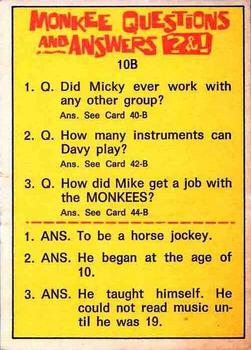 1967 Donruss The Monkees B #29B The Monkees Back