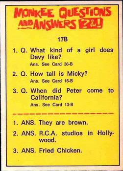 1967 Donruss The Monkees B #39B The Monkees Back