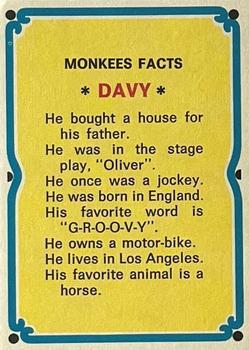 1967 Donruss The Monkees C #2-C Davy Jones Back