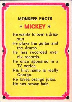 1967 Donruss The Monkees C #11-C Davy Jones / Micky Dolenz / Mike Nesmith Back
