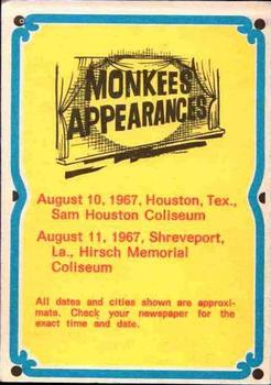 1967 Donruss The Monkees C #17-C Peter Tork / Davy Jones / Micky Dolenz Back