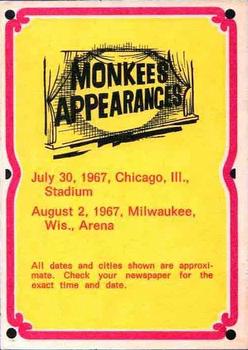 1967 Donruss The Monkees C #29-C Mike Nesmith / Peter Tork Back