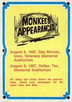 1967 Donruss The Monkees C #36-C Mike Nesmith / Peter Tork Back