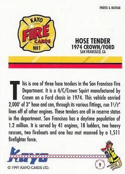 1991 Kayo Fire Engines #9 Hose Tender, San Fransisco, CA Back