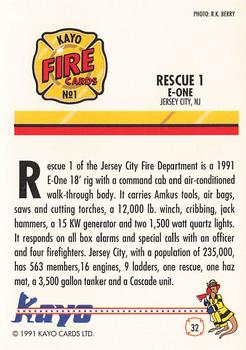 1991 Kayo Fire Engines #32 Rescue 1, Jersey City, NJ Back