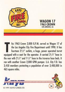 1991 Kayo Fire Engines #34 Wagon 17, Los Angeles, CA Back